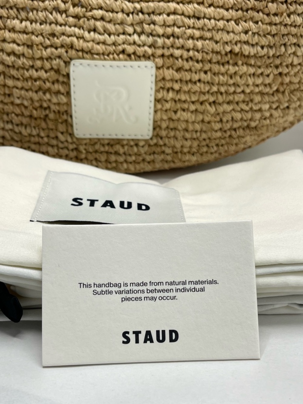 $395 STAUD for St. Regis Chic Moon Tote Bag Natural/Paper NWT - Picture 14 of 16